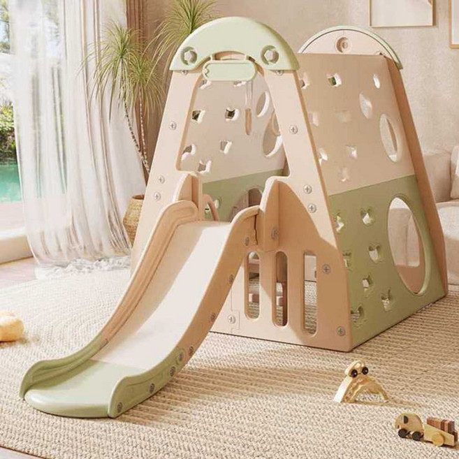 어린이 다기능 놀이터 등반 실내 정글짐 유아 미끄럼틀 멀티 놀이집, 1개, 5. 콩코 그린 프레임 (미끄럼틀O매트O)