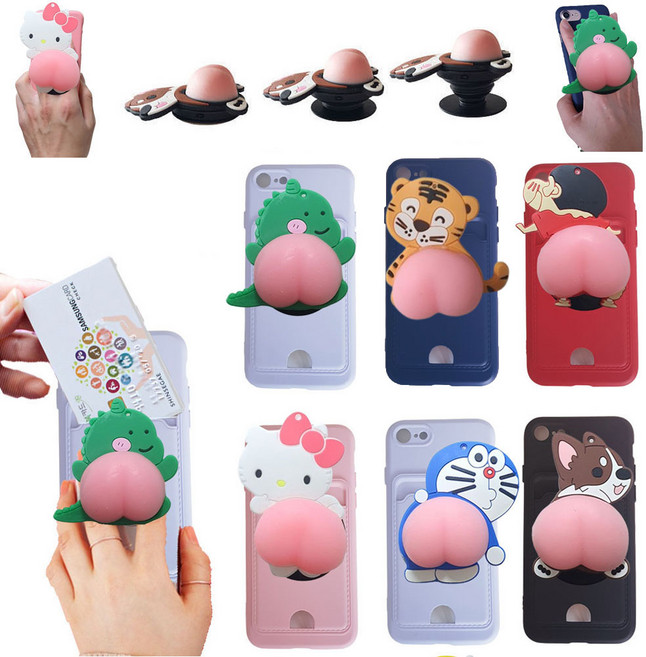 갤럭시 A33 5G SM-A336N 웨어쏠톡 엉덩이 스마트톡 거치대 카드 수납 칼라 젤리 실리콘 포켓 핸드폰 케이스 핑거톡 접이식 그립 범퍼