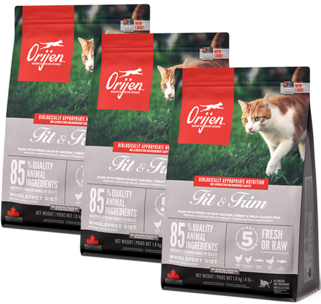 오리젠 캣 피트앤트림 3kg 비만고양이 다이어트사료, 닭, 1kg, 3개