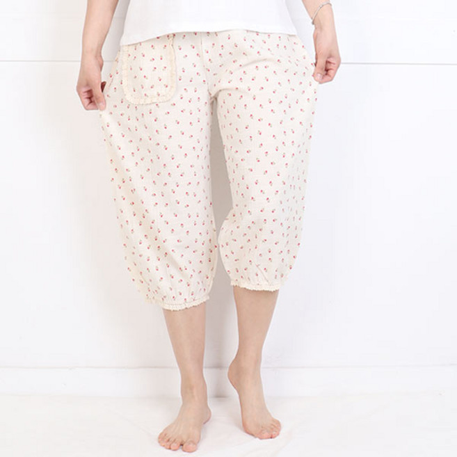 [보슈아]여성 면홈웨어 레이스 미니앵두 8부파자마 국내산