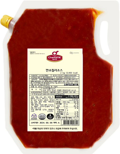 대상 쉐프원 깐쇼칠리소스, 2kg, 2개