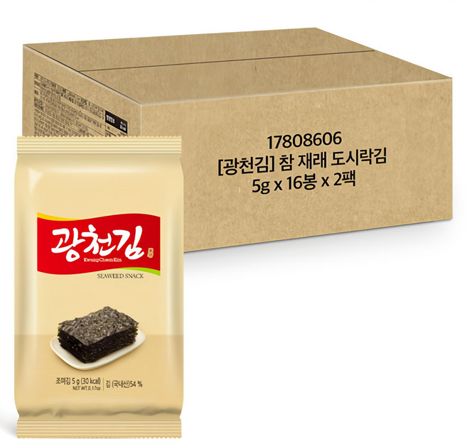 광천김 참 재래도시락 김, 5g, 32개