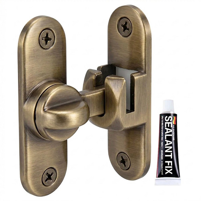 리빙아이 무타공 잠금장치 미닫이 여닫이 겸용 오도시 걸고리 걸쇠 잠금고리, 1개, 엔틱