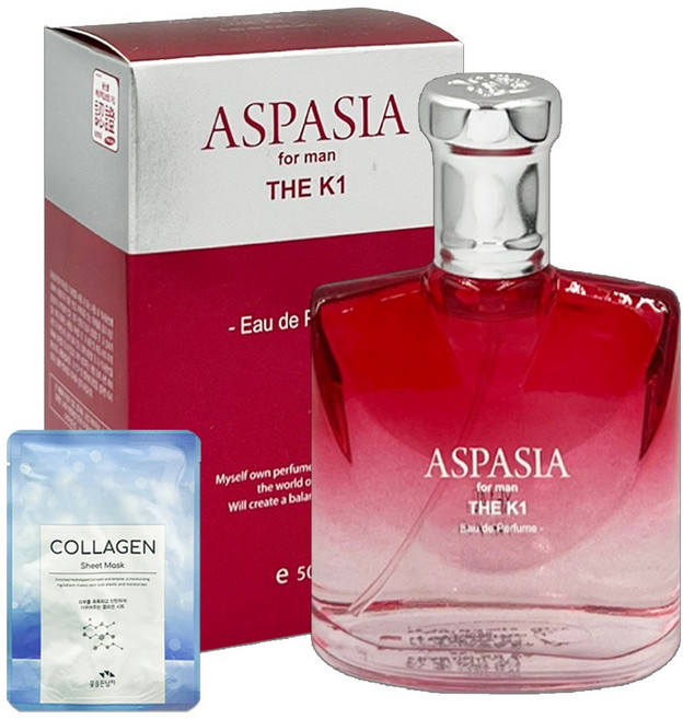 아스파시아 케이원 오드퍼퓸 남자향수 (+꽃을든남자 마스크팩), 1개, 50ml