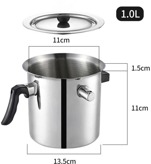 스테인리스 인덕션 가능 미니멀 감성 작은냄비, 1개, 1.0L 비점착 우유 끓이기 냄비, 1cm