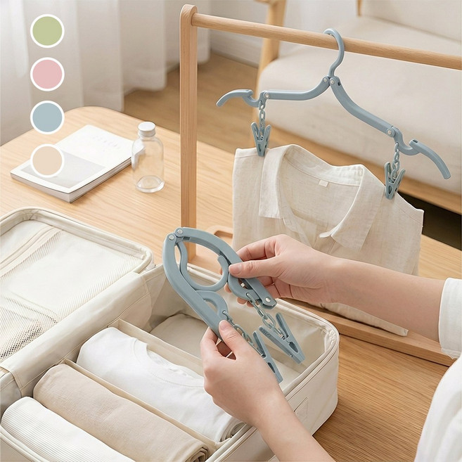 여행용 옷걸이 접이식 휴대용 빨래걸이 캠핑 핀치 세트, 5개, 파란색