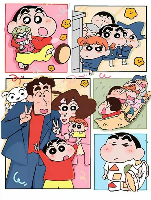 蠟筆小新 十字繡材料包, 非滿繡19色線繡,大格60x76公分, 1件