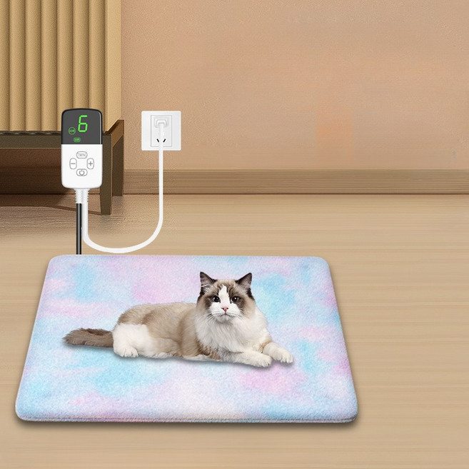 물세탁가능 극세사 강아지 고양이 온열매트 방수 온도조절 온열 방석, 블루, 1개