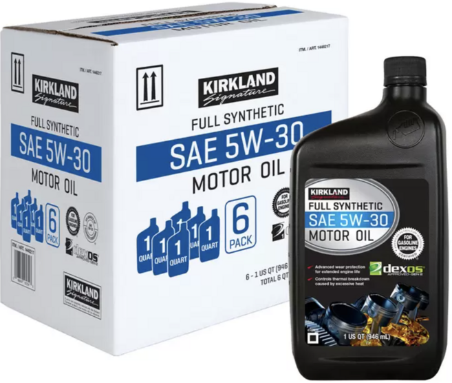 Kirkland Signature 全合成 SAE 5W-30 機油 6瓶組 汽油引擎專用 卓越引擎保護, 6