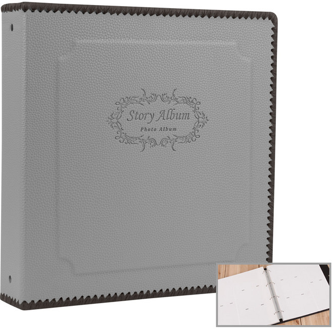스토리앨범 민자형 4x6 백지포켓 앨범, 라이트그레이, 50매