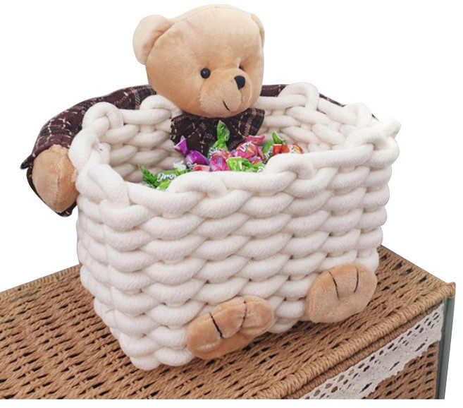 내일의공간 곰돌이 수납바구니, 아이보리, 1개