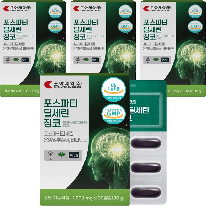 포스파티딜세린 징코 정 은행잎 추출물 비타민E 기억력 인지력 개선 두되건강, 30정, 4개 - 쿠팡