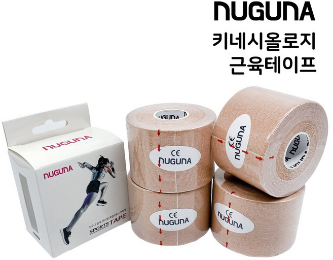 누구나 스포츠테이프 테이핑요법 키네시올로지 근육테이프 베이지 x 4개(5cm 5m)