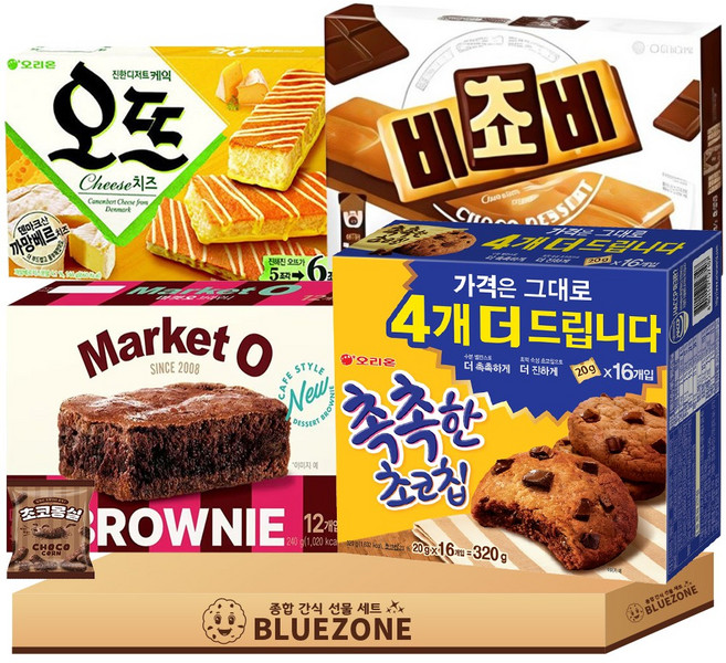 곽과자 파이 쿠키 모음 촉촉한초코칩320g 마켓오브라우니240g 오뜨치즈144g 비쵸비125g 몽실22g, 1세트, 혼합