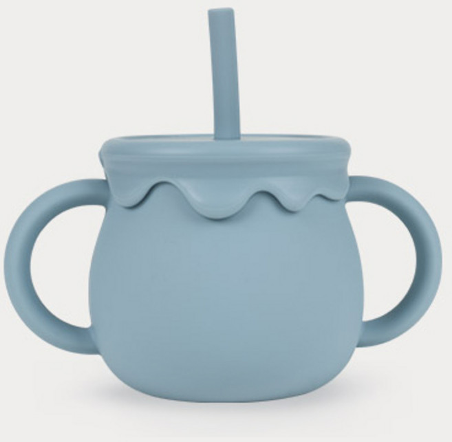 리틀클라우드 유아용 꿀단지 멀티 빨대컵, 250ml, 1개, 더스티블루