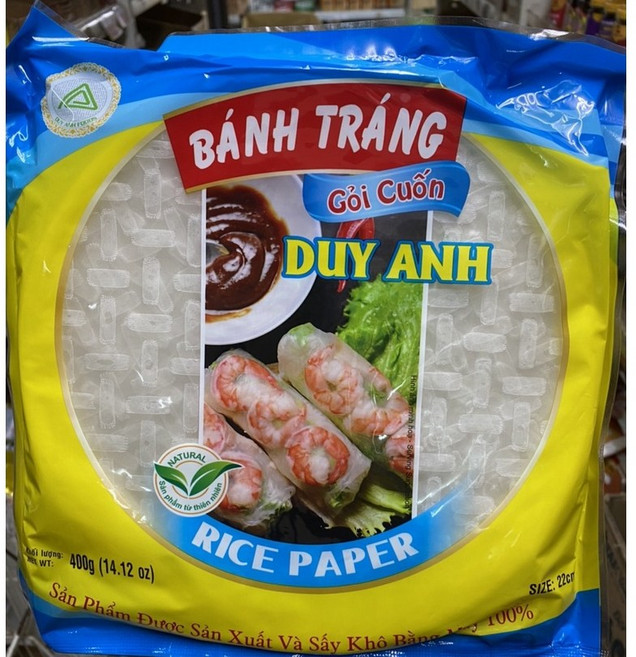 越南春捲皮 BANH TRANG CHAGIO 炸/生春捲皮 不沾水春捲皮 綠豆炸春捲皮 網皮薄餅配米紙, 1個, DUY ANH春捲皮400G