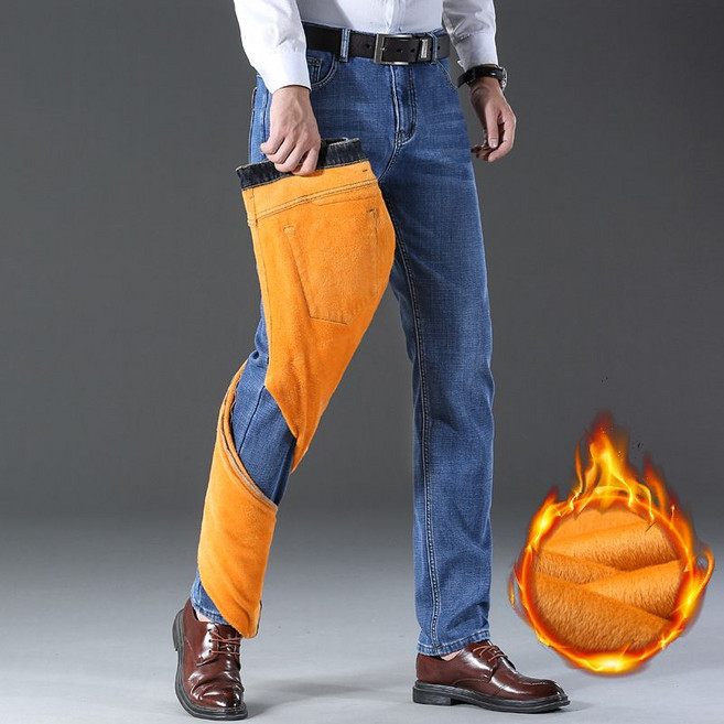 남자 겨울용 기모스판 청바지 작업복 일상 등산바지 바지