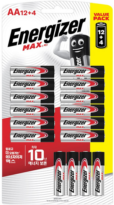 에너자이저 알카라인 맥스 AA 건전지, 16개입, 1개