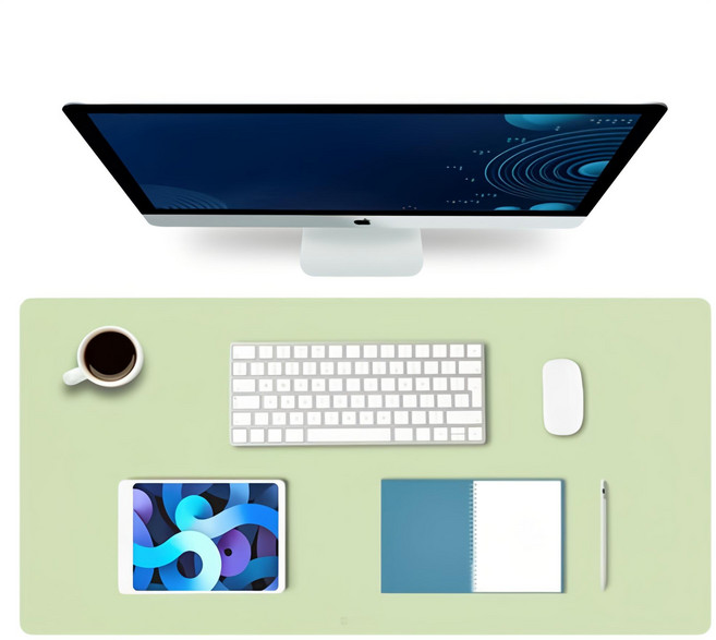 야스트 가죽 데스크 매트 책상 패드 테이블 논슬립 와이드 대형 마우스 장패드, 라이트 그린