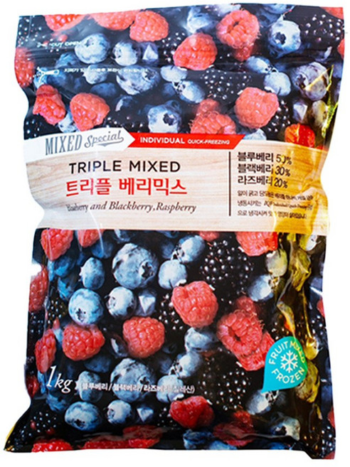 팜앤푸드 냉동 트리플베리믹스, 2개, 1kg