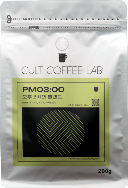 컬트커피랩 고소한 너티쵸코 오후 3시 블렌드 커피원두, 200g, 1개, 홀빈(분쇄안함)