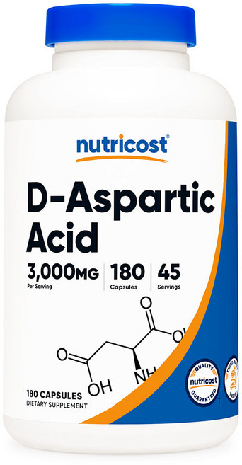 뉴트리코스트 D-아스파르트 애시드 (DAA) 3000mg 180캡슐 1병, 180정, 1개