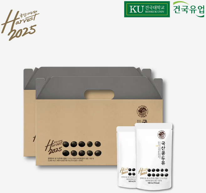 건국 콩물처럼 진한 국산콩 서리태 두유 160ml 40포, 1개, 6.4L