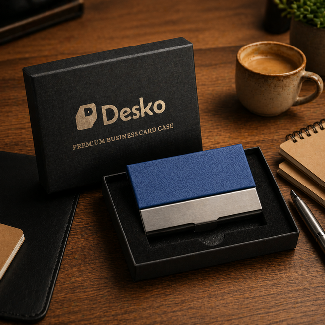 Desko 4세대 메탈프레임 가죽 프리미엄 명함케이스 명함지갑