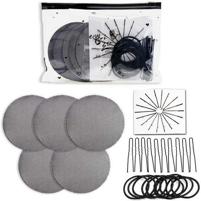 이쁨달다 감싸주망 B스판망 5p + 실핀 18p + U핀 10p + 링 10p 세트