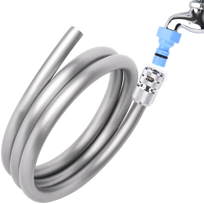 프리미엄 실버라인 물호스 꼬이지않는 말랑이 물호스 호스밴드 수도커플링 2M 4M 6M 8M (옵션선택), 프리미엄실버라인물호스(원터치타입)4M, 1세트