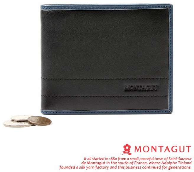 MONTAGUT 夢特嬌 時尚經典頭層牛皮真皮短夾 B28M894301 黑色