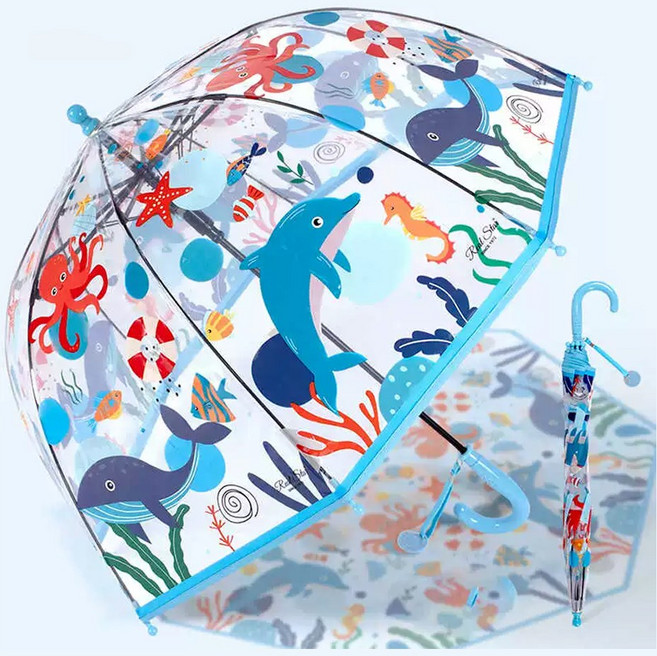 쪼로니 유아 고래우산 투명 아기 자동 우산