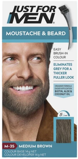 저스트 포 맨 남성 비어드 컬러 M-35 미디엄 브라운 수염 염색약 Just for Men Beard Colour Medium Brown, 1개 - 쿠팡
