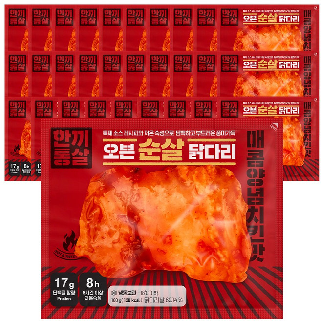 한끼통살 오븐 순살 닭다리 매콤양념치킨맛 30개입, 30개, 100g