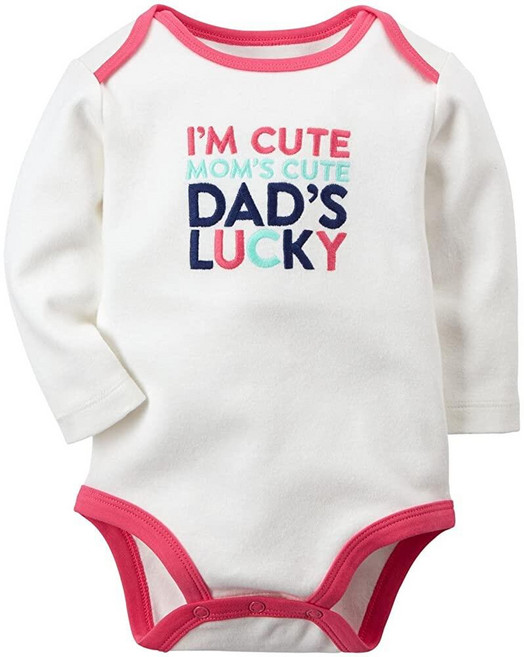 Carter's 여아용 슬로건 바디수트 - Dads Lucky - 18개월 Dads Lucky 402624