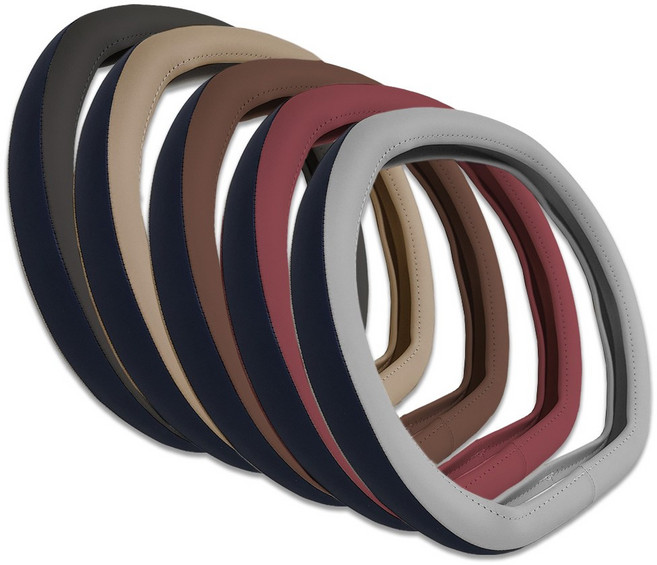 더뉴 스포티지 NQ5 전용 투톤 가죽 핸들커버, 쌍D컷(사각)_블랙