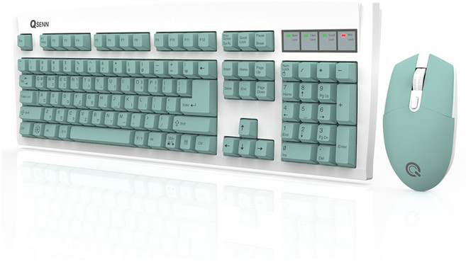 큐센 무선 키보드 마우스 세트, 일반형, [신속배송]MOUSe/MK350, 민트