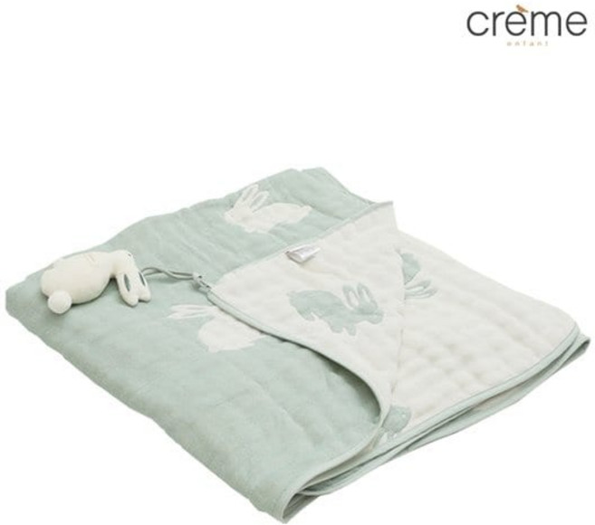 국내백화점 리틀아카이브 낮잠이불 크레므앙팡 치포 오가닉 6중직 거즈 블랭킷 BS(100X140)+네임택 어린이집 (BK파우치증정), 민트