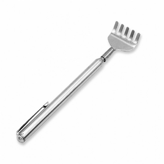 미니 스테인리스 스텐 효자손 휴대용 접이식 등긁개, 1개, 실버