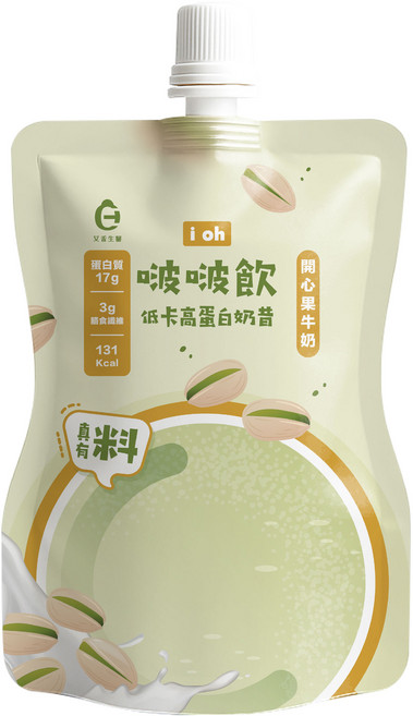 艾禾生醫 i oh 啵啵飲 開心果牛奶 低卡高蛋白奶昔, 35g, 1個