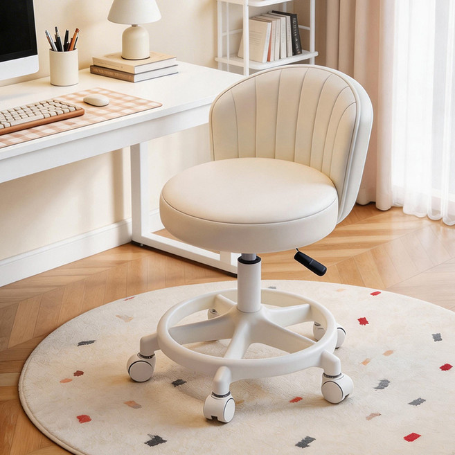 화장대 의자 가정용 1인용 등받이 의자, 1개, 흰색