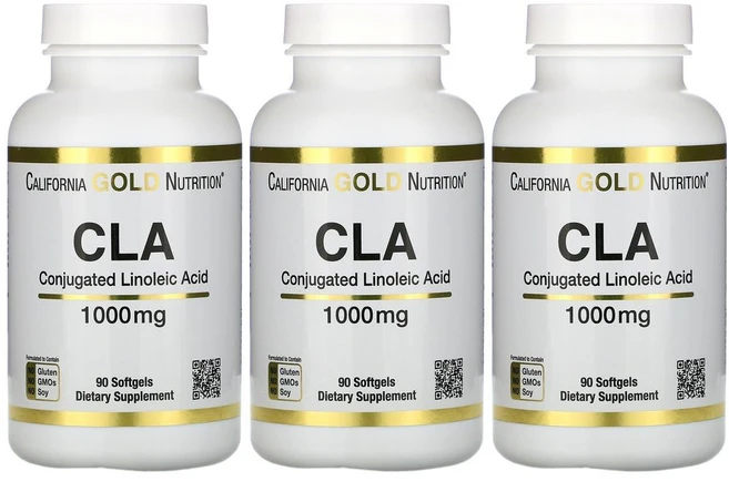 CGN CLA Clarinol ConjugatedLinoleicAcid 캘리포니아골드뉴트리션 CLA Clarinol 복합 리놀레산 1000mg 90소프트젤 3병 잇꽃 오일 함유, 3개, 90정 - 쿠팡