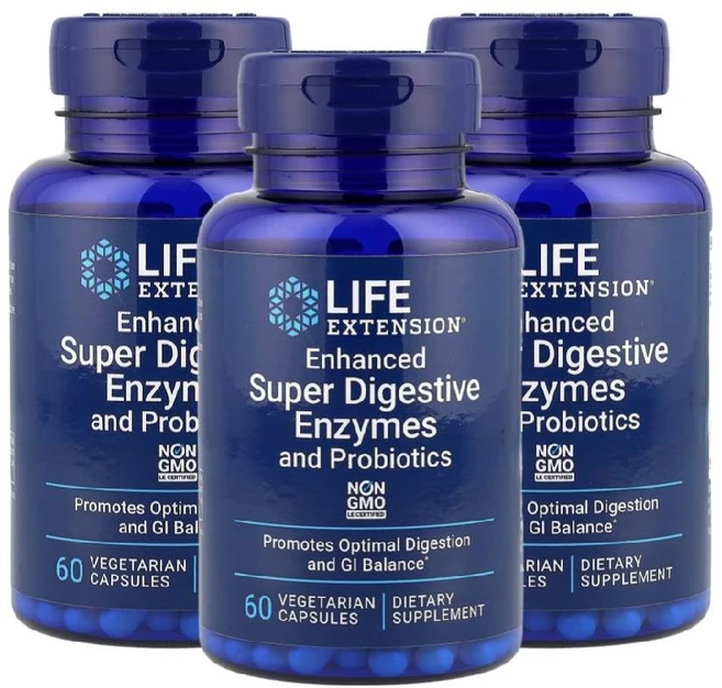 1+1+1 라이프익스텐션 인헨스드 슈퍼 다이제스티브 엔자임 앤 프로바이오틱스 베지캡슐60정 프로바이오틱 PROBIOTIC PROBIOTICS - 쿠팡