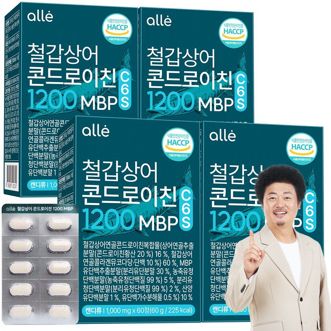 철갑상어 연골 콘드로이친 1200 MBP 식약청 HACCP 알레, 4개, 60정