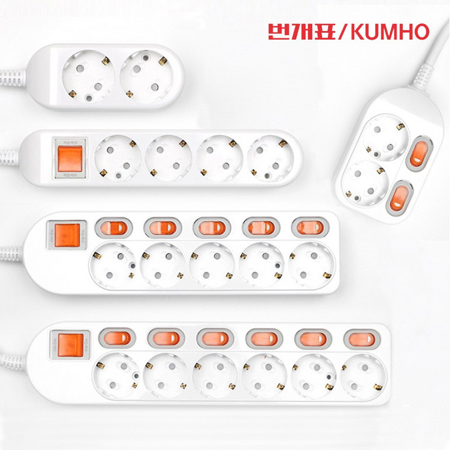 금호전기 국내제조 절전 안전 멀티탭 4구 5구 6구 멀티콘센트, 절전형, 5M, 1개, 5m