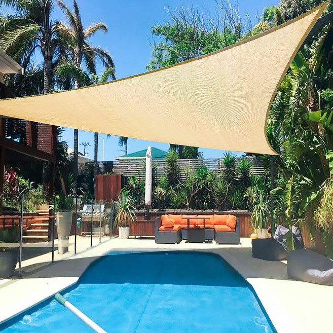 반센트 테라스 그늘막 천막 옥상 햇빛 차단막 썬쉐이드 방수 행사용 PU, 삼각형, 베이지 X 5*5*5M