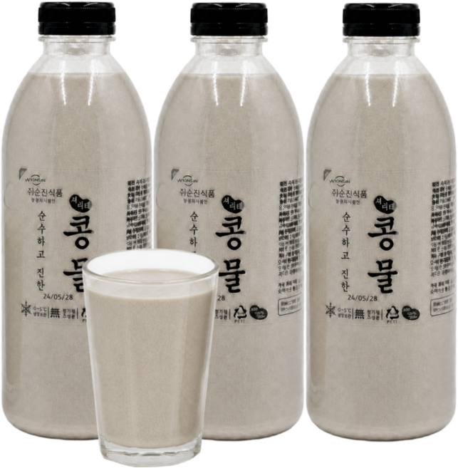 명품소이 맷돌로간 100%국산햇콩 무첨가 진한 서리태콩물, 1세트, 3L