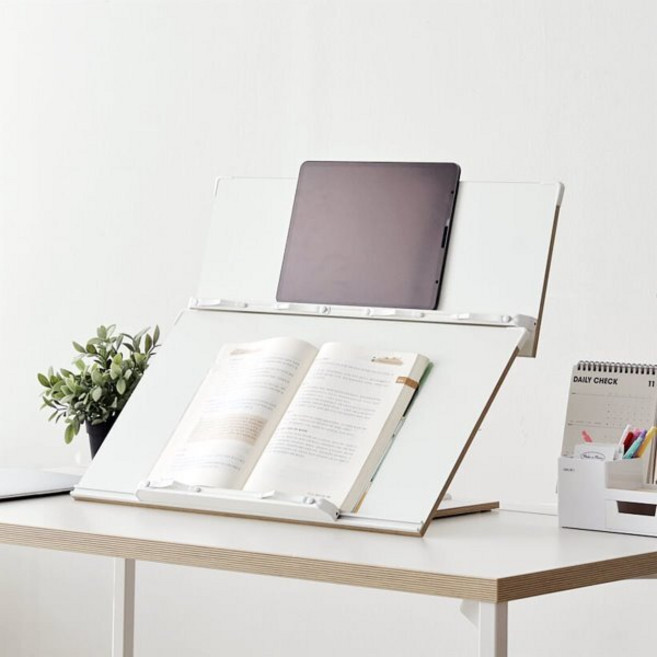 [예스24배송]이룸 프라임 2단 독서대y360 슬라이드 책받침대 화이트 : 화이트 색상 2단 독서대