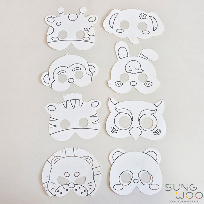 DIY 종이동물가면, 1개, 토끼