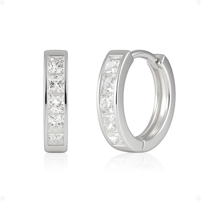 ARIN [고중량] 실버925 크리스탈 큐빅 볼드 원터치 귀걸이 AOQ011